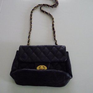 Black faux leather crossbody bag